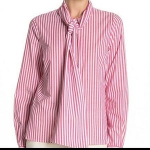 Badgley Mischka Neck Tie Striped Top Size 12